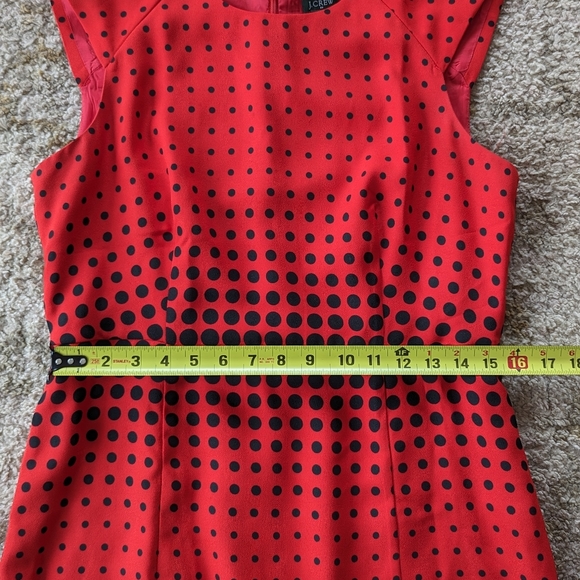 J. CREW OPTIC GRAPHIC DOT SHEATH Professional DRESS RED BLACK Sz 10 Knee Length - Picture 8 of 13